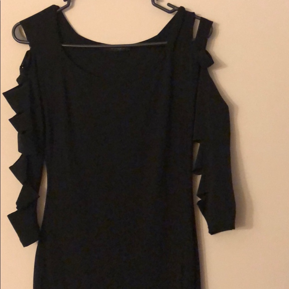 Sexy Black Fitted Dress with Slits on Arms